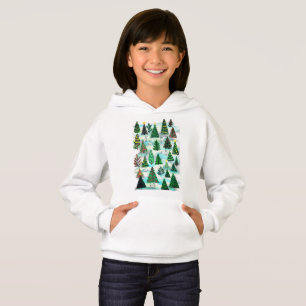 Weihnachtsbäume und Schneehasen Hoodie