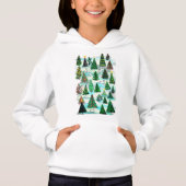 Weihnachtsbäume und Schneehasen Hoodie (Vorderseite)