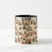 Weihnachtsbäume und Schneehasen Tasse (Zentrum)