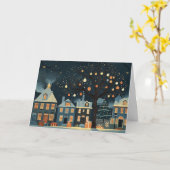 Weihnachtsbäume und Schneehäuser auffüllen Karte (Gelbe Blume)