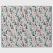 Weihnachtsbäume und Schneemann-Wrapping Paper Geschenkpapier (Flach)
