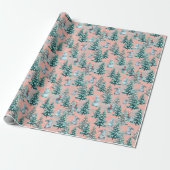 Weihnachtsbäume und Schneemann-Wrapping Paper Geschenkpapier (Ungerollt)