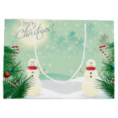 Weihnachtsbäume und Schneemänner Große Geschenktüte (Rückseite)