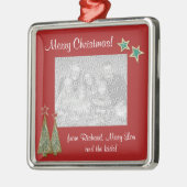 Weihnachtsbäume und Stern-Familie Foto Ornament Aus Metall (Links)