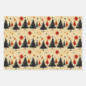 Weihnachtsbäume und Sterne Geschenkpapier Set (Vorderseite)
