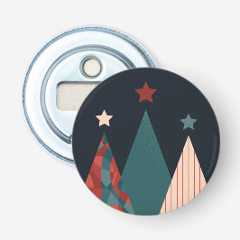 Weihnachtsbäume und Sterne im blau-roten Winter Flaschenöffner