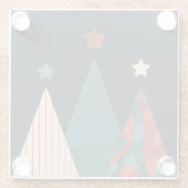 Weihnachtsbäume und Sterne in blau/rot Glasuntersetzer (Rückseite)