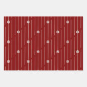 Weihnachtsbäume und Sterne in Rot und Weiß Geschenkpapier Set (Vorderseite 3)