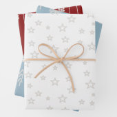 Weihnachtsbäume und Sterne in Rot und Weiß Geschenkpapier Set (Beispiel)