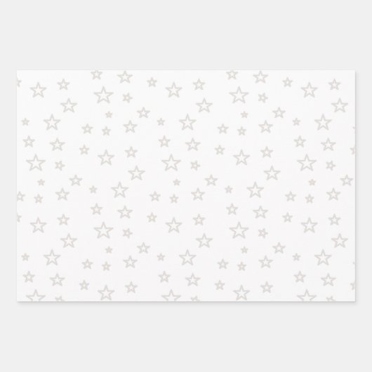 Weihnachtsbäume und Sterne in Rot und Weiß Geschenkpapier Set (Vorderseite)