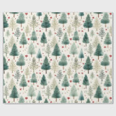 Weihnachtsbäume und Sterne Moderne Weihnachten Geschenkpapier (Flach)