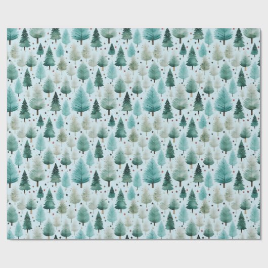 Weihnachtsbäume und Sterne Moderne Weihnachten Geschenkpapier (Flach)