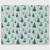 Weihnachtsbäume und Sterne Moderne Weihnachten Geschenkpapier (Flach)