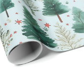 Weihnachtsbäume und Sterne Moderne Weihnachten Geschenkpapier (Rolleneckpunkt)