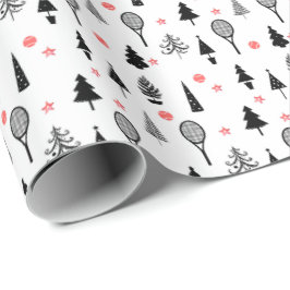 🎄 Weihnachtsbäume und 🎾 Tennisschläger Geschenkpapier