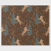 Weihnachtsbäume und Tiger-Muster brauner Hintergru Geschenkpapier (Flach)