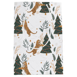 Weihnachtsbäume und Tiger Muster nach Maß Mittlere Geschenktüte