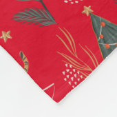 Weihnachtsbäume und Tiger Muster roten Hintergrund Fleecedecke (Ecke)