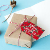 Weihnachtsbäume und Tiger Muster roten Hintergrund Geschenkanhänger