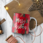 Weihnachtsbäume und Tiger Muster roten Hintergrund Kaffeetasse