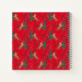 Weihnachtsbäume und Tiger Muster roten Hintergrund Notizblock (Rückseite)