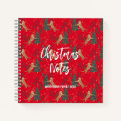 Weihnachtsbäume und Tiger Muster roten Hintergrund Notizblock (Vorderseite)