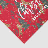 Weihnachtsbäume und Tiger Muster roten Hintergrund Seidenpapier (Ausschnitt)