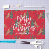 Weihnachtsbäume und Tiger Muster roten Hintergrund Seidenpapier (Handwerk)