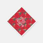 Weihnachtsbäume und Tiger Muster roten Hintergrund Serviette (Ecke)