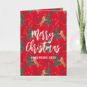 Weihnachtsbäume und Tiger Muster Roter Hintergrund Karte (Vorderseite)