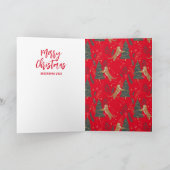 Weihnachtsbäume und Tiger Muster Roter Hintergrund Karte (Innenseite)