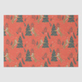 Weihnachtsbäume und Tigermuster auf Orangengras Seidenpapier (Vorderseite)