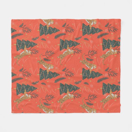 Weihnachtsbäume und Tigermuster Fleecedecke (Vorderseite (Horizontal))