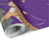 Weihnachtsbäume und Tigermuster Geschenkpapier (Rolleneckpunkt)