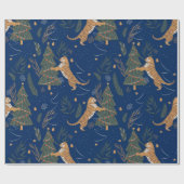 Weihnachtsbäume und Tigermuster Geschenkpapier (Flach)