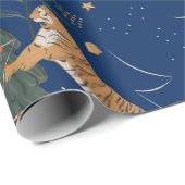 Weihnachtsbäume und Tigermuster Geschenkpapier (Rolleneckpunkt)