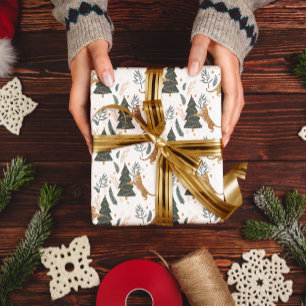 Weihnachtsbäume und Tigermuster Geschenkpapier