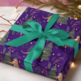 Weihnachtsbäume und Tigermuster Geschenkpapier