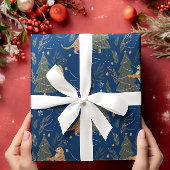 Weihnachtsbäume und Tigermuster Geschenkpapier