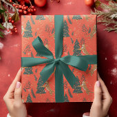 Weihnachtsbäume und Tigermuster Geschenkpapier