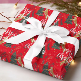 Weihnachtsbäume und Tigermuster Geschenkpapier