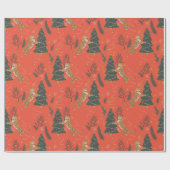 Weihnachtsbäume und Tigermuster Geschenkpapier (Flach)