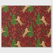 Weihnachtsbäume und Tigermuster Geschenkpapier (Flach)
