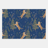 Weihnachtsbäume und Tigermuster Geschenkpapier Set (Vorderseite 3)