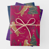 Weihnachtsbäume und Tigermuster Geschenkpapier Set (Beispiel)