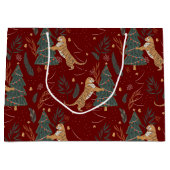 Weihnachtsbäume und Tigermuster Große Geschenktüte (Vorderseite)