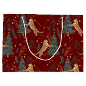 Weihnachtsbäume und Tigermuster Große Geschenktüte (Rückseite)