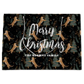 Weihnachtsbäume und Tigermuster Große Geschenktüte (Vorderseite)