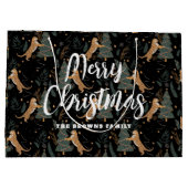Weihnachtsbäume und Tigermuster Große Geschenktüte (Rückseite)