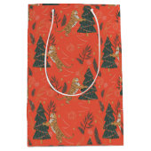 Weihnachtsbäume und Tigermuster Mittlere Geschenktüte (Vorderseite)